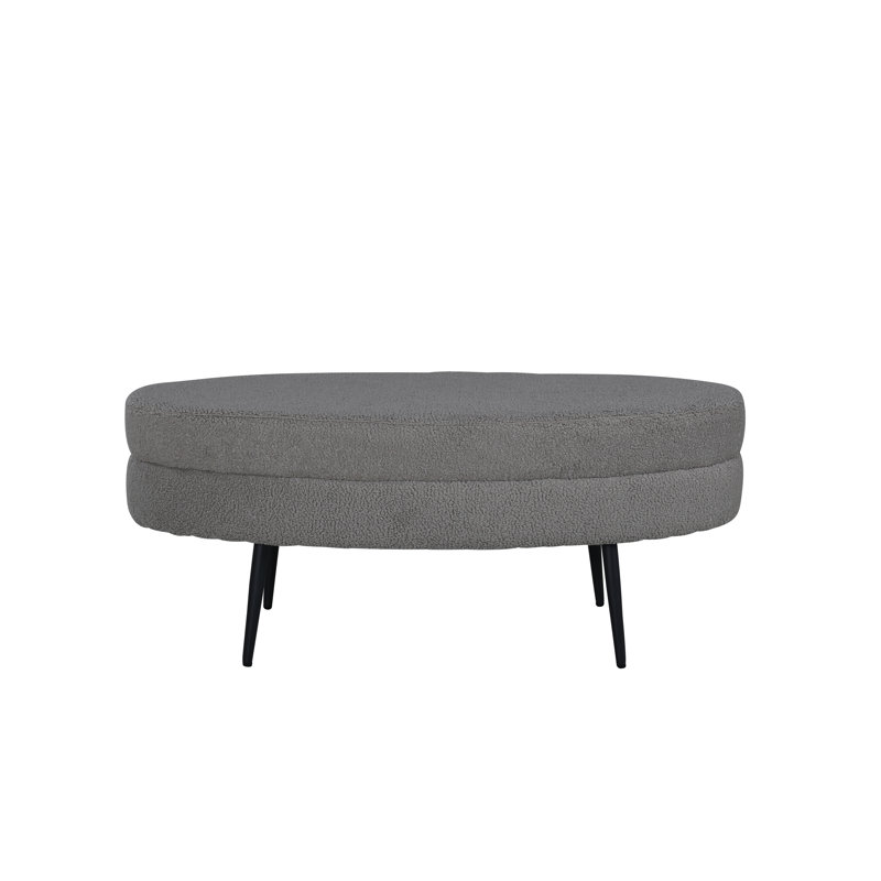 Spivey 40cm Wide Oval Footstool Ottoman, Black, Greige