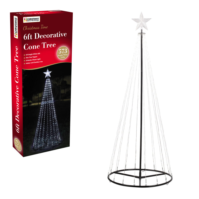182Cm H Slender Bright White Christmas Tree with 573 LED Lights