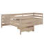 Lit plateforme simple en forme de L pour 2 personnes, cadre de lit plateforme en bois pour enfants avec 3 tiroirs de rangement et garde-corps, support de lattes robustes-853436556