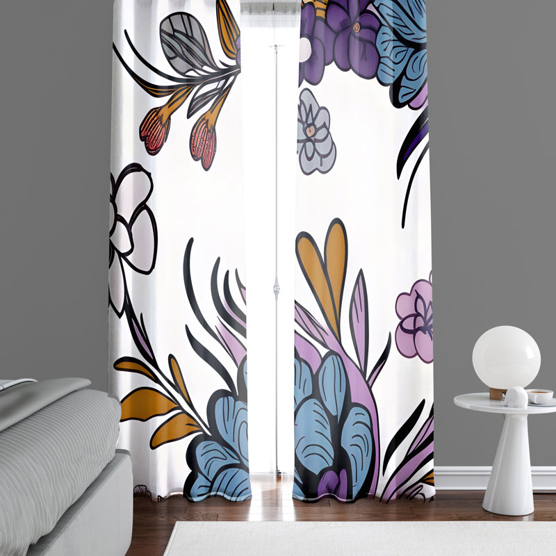 Binnaz Semi Sheer Curtain Pair, 20" W x 61" L