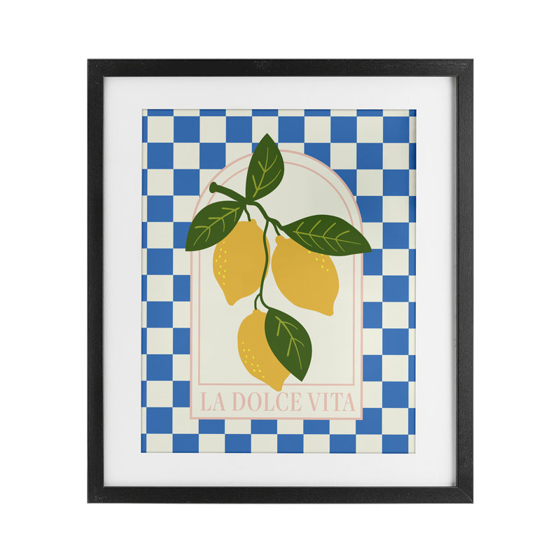 «Vibrant Summer Lemons», reproduction sous verre encadrée, par Emily Dumas, Cadre noir minuit, H 21 po x l 17 po