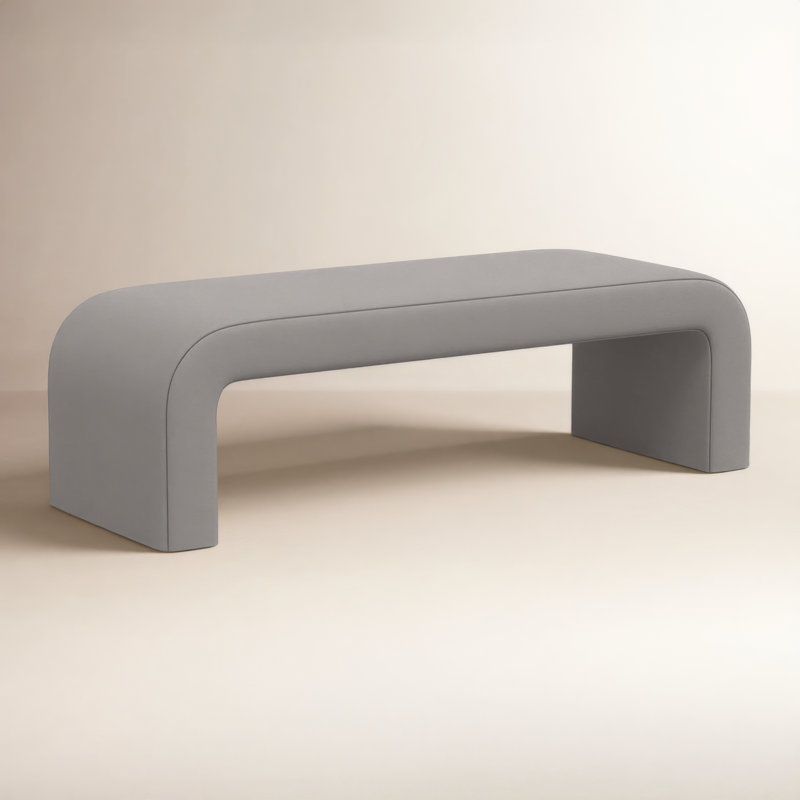 Banc rembourré Barley, Velours performance loutre classique