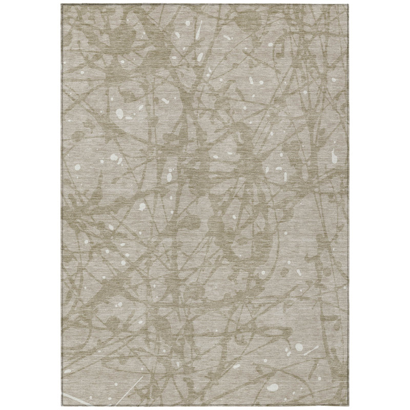 Machine Washable Indoor/Outdoor Chantille ACN2597 Abstract Rug, Beige, 2'6" x 3'10"