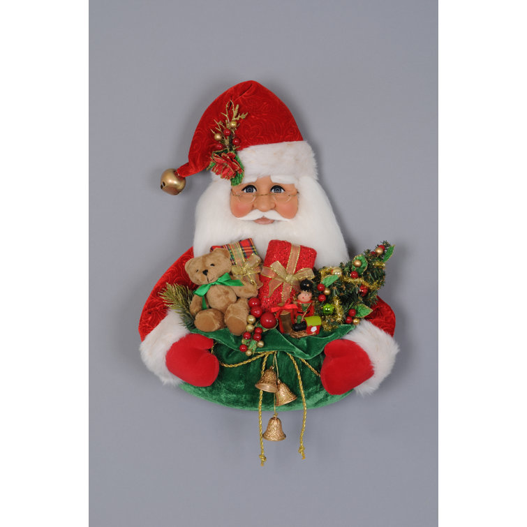 Christmas Santa Figurine Head with Gift Bag