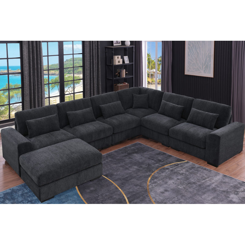 Canapé modulaire 7 pièces 7 pièces, Gris foncé