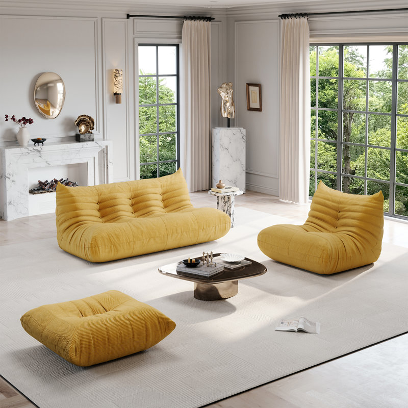 Lazy Sofa, Upholstered Armless Sofa, Fireside Bean Bag Chair Lounger,  Compression Floor Sofa Modern Comfy Bean Bag Sofa Couch in Multiple Colors for Living Room Bedroom Apartment