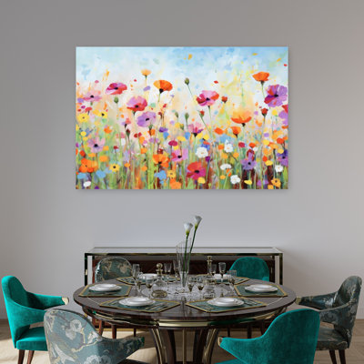 «Popping Poppies», art contemporain abstrait coloré, paysage de coquelicots