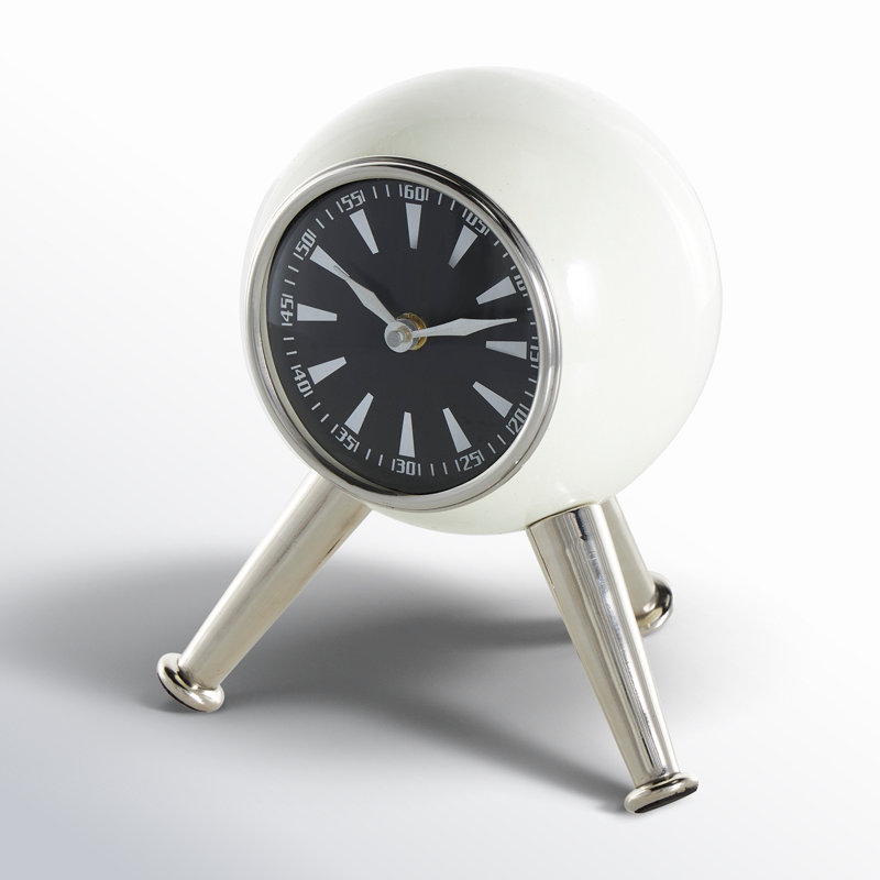 Adom Analog Metal Quartz Tabletop Clock, White