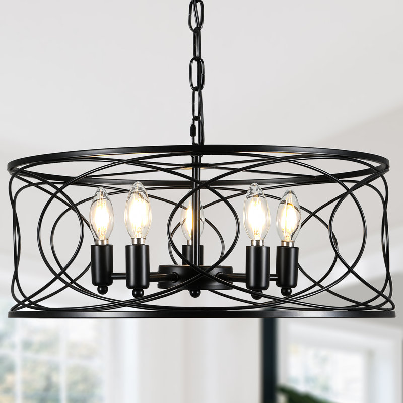 Éclairage industriel en cage 20 po avec 5 lumières, Noir mat