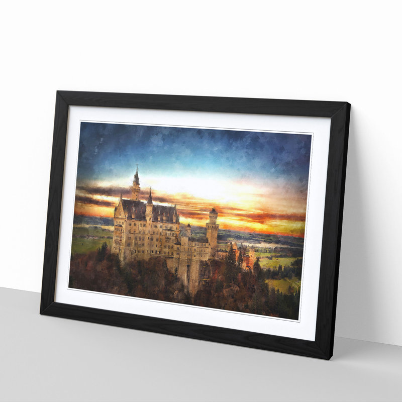 Neuschwanstein Castle - Picture Frame Graphic Art Print, Black Framed, 24cm H x 33cm W x 2cm D