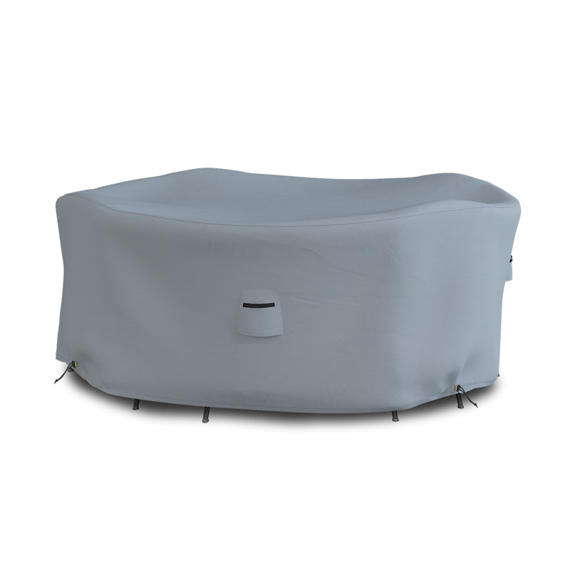 Housse robuste pour table ronde et chaise d'extérieur robuste et polyvalente, H 24 po x l 109 po, Gris clair