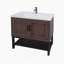 Meuble-lavabo 36 po avec lavabo en céramique blanc et robinet d'eau chaude et froide, armoire de salle de bain autoportante avec 2 portes de rangement et tablette ouverte en fer pour la salle de bain-1665649206