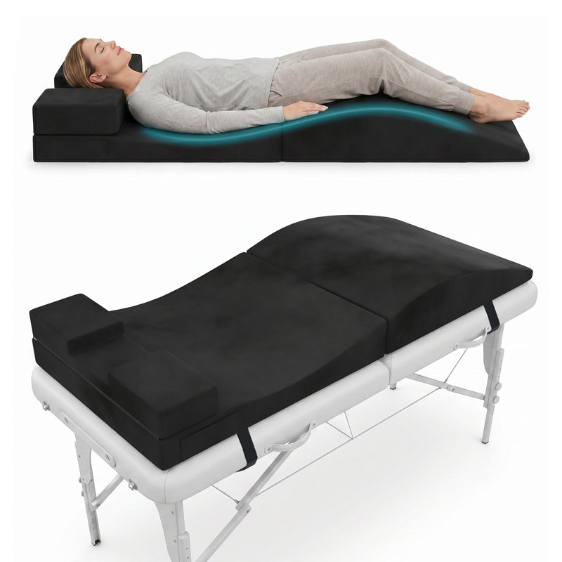 3-in-1 Ergonomic Lash Bed Topper with Lash Pillow, Foldable Full Body Support Cushion for Lash Extensions and Beauty Salon, Curvy Massage Cushion