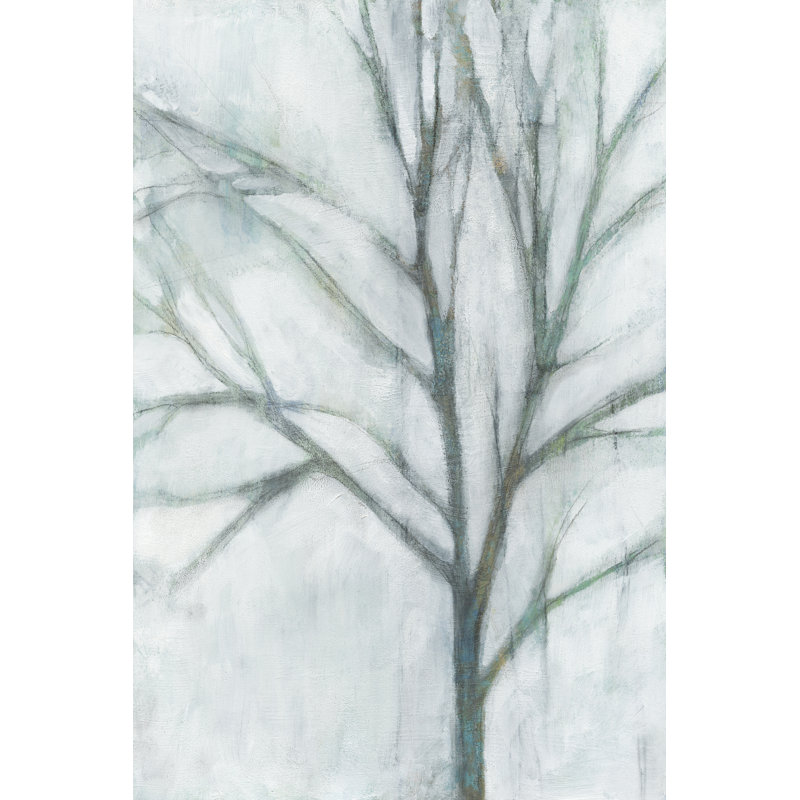 «Tree with White Sky I» par Jennifer Goldberger - peinture sur toile tendue, H 30 po x l 20 po