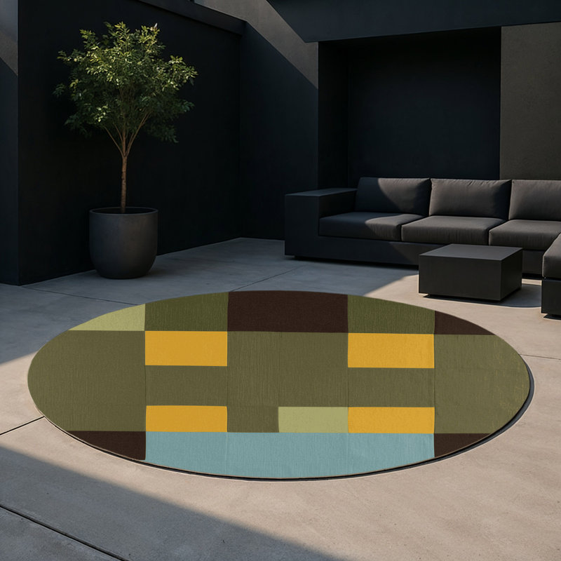 Mosaic Terrain Indoor And Outdoor Area Rug, Round 5'