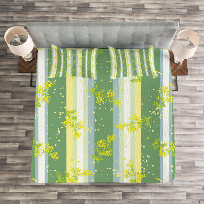 Farmhouse / Country Polyester Striped Coverlet, Queen Coverlet + 2 Shams