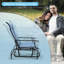3 bistro d'extérieur Bleu avec cadre en acier et plateau en verre trempé. Pour le patio, le jardin, la cour arrière. Mouvement fluide. Sièges confortables. Fabrication. L 25,83 po x P 30,5 po et H 37,33 po