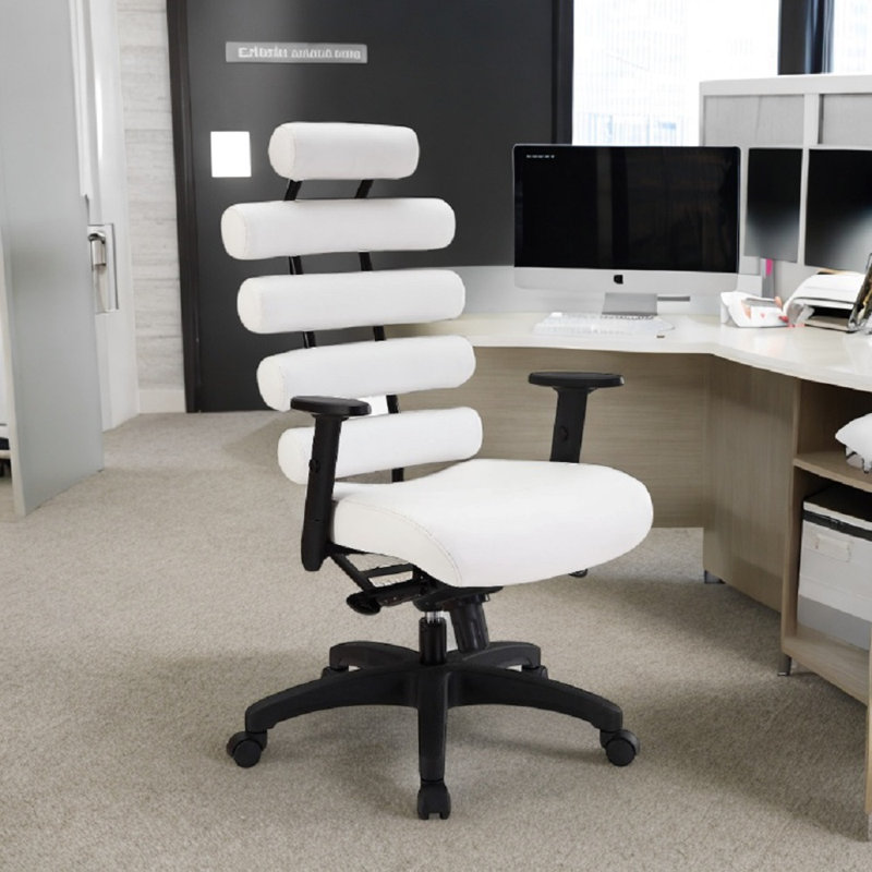 Noom Leather High Back Office Chair, White
