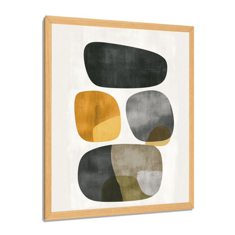 Motif de pierre jaune-gris II - Tableau spirituel encadré, H 44 po x l 34 po, Cadre naturel