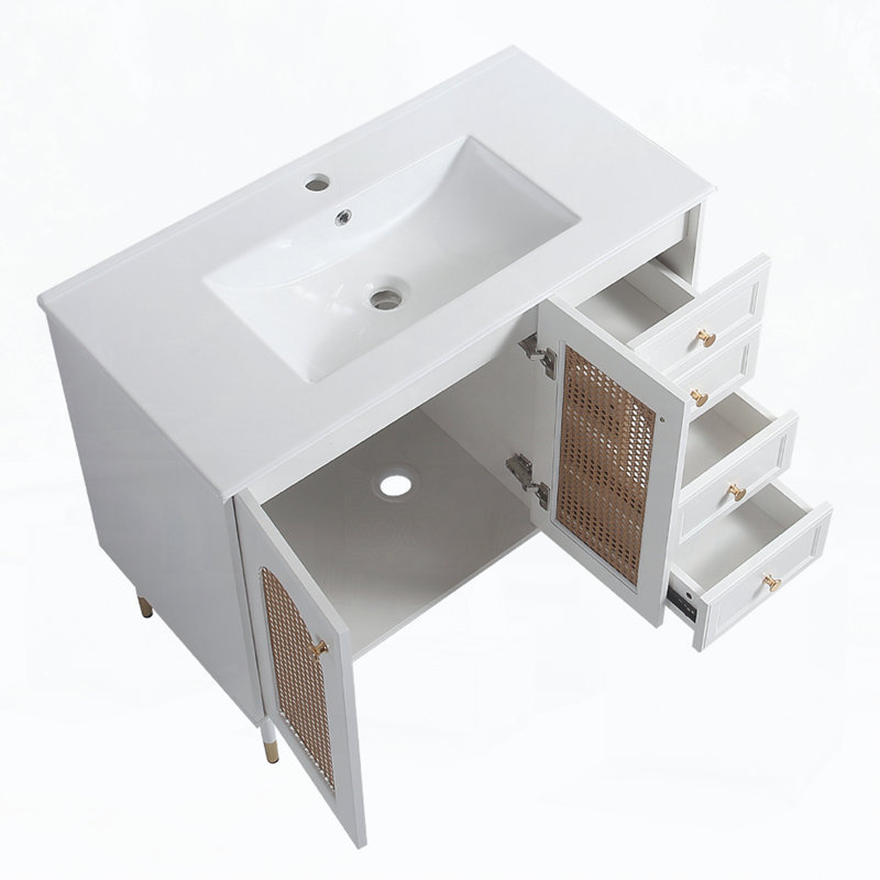 Meuble-lavabo 36 po avec lavabo en céramique, Blanc