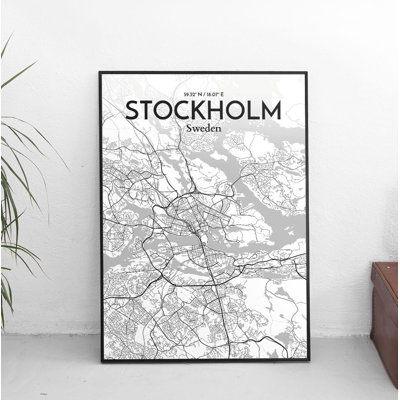 Stockholm City Map 1 Piece Wall Art