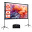 Tripod Projector Screen with 2 Stands 100 Inch 160° Wide Angle 4K HD 16:9