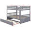 Lit superposé double en bois d'hévéa double avec lit gigogne, échelle convertible et garde-corps-105783204