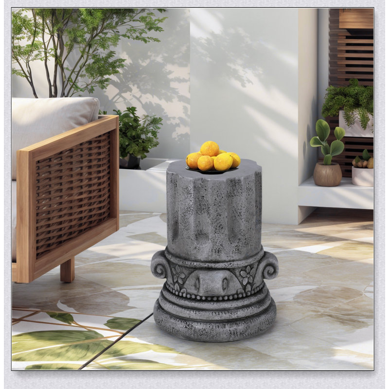 Table de bout d'extérieur pour le patio et le jardin, petite table d'appoint ronde moderne, tabouret durable et résistant aux intempéries pour une utilisation intérieure et extérieure