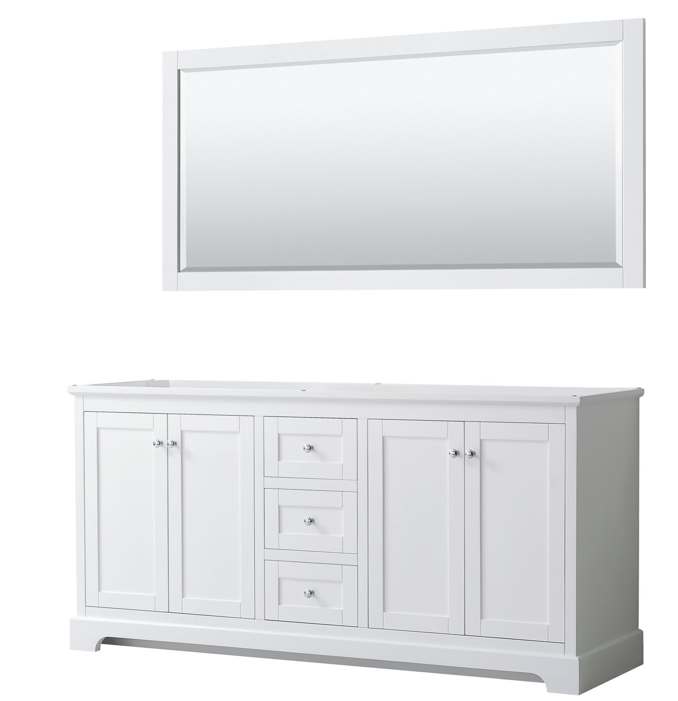 Wyndham Collection Avery 71" Double Bathroom Vanity Base and Mirror