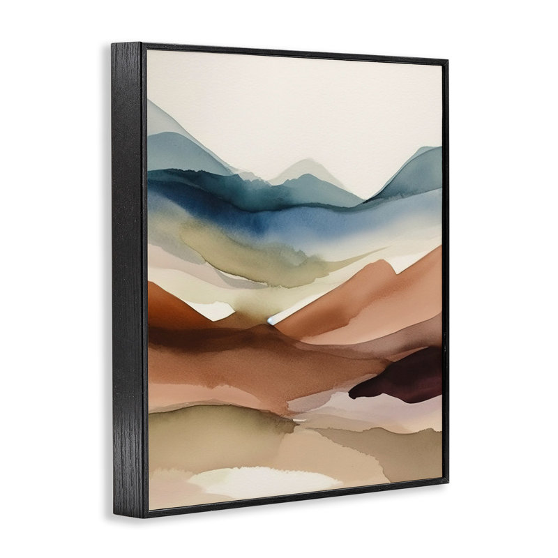 Paysage abstrait du désert, impression sur bois, H 20 po x l 16 po x P 1,5 po, Giclée encadrée noir minuit