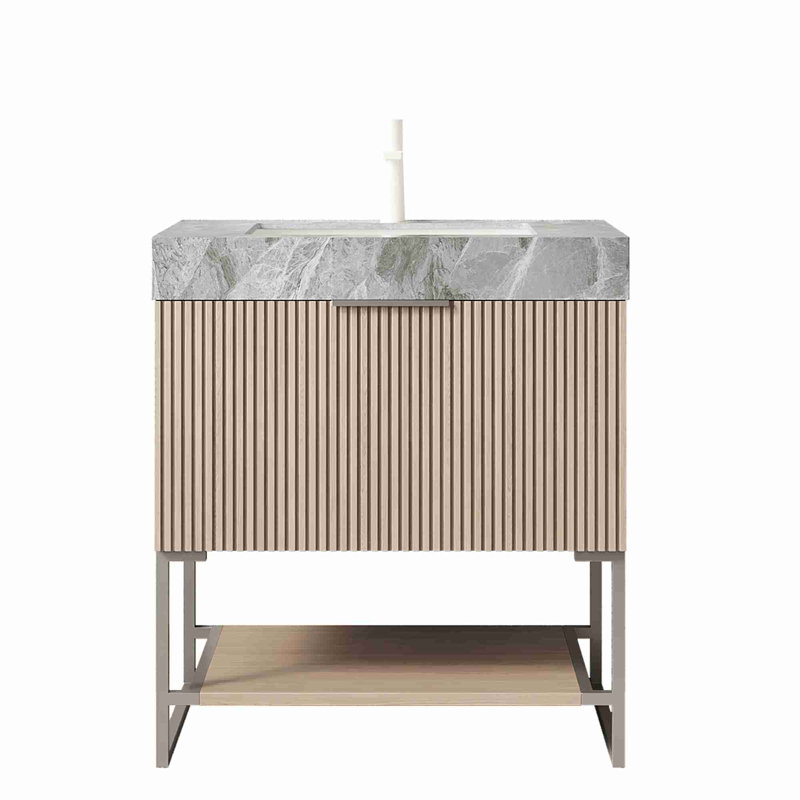 Meuble-lavabo de salle de bain en pierre frittée