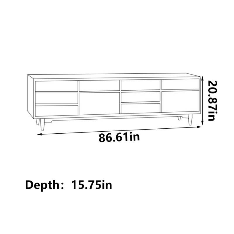 Meuble télé de rangement de grande capacité, 86.61"