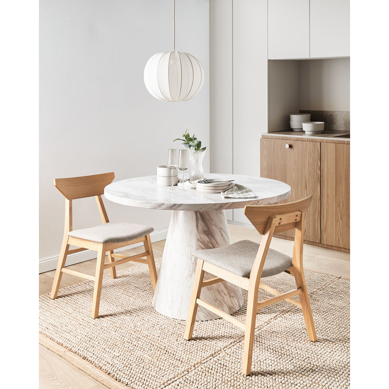 Set of 2 Dining Chairs HOPKINS Wood Taupe, Light Yellow Wood