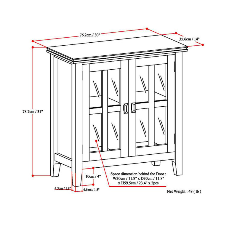 Artisan Handcrafted Solid Wood Low Storage Cabinet in Distressed Grey
