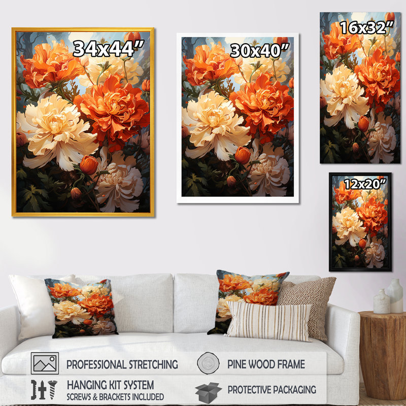 Pivoine beauté I - pivoines, art mural, Cadre simple argenté, H 44 po x l 34 po x P 1,5 po