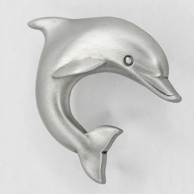 1.9" Dolphin Right Facing Small Knob, 1.9" L x 1.7" W, Brushed Nickel