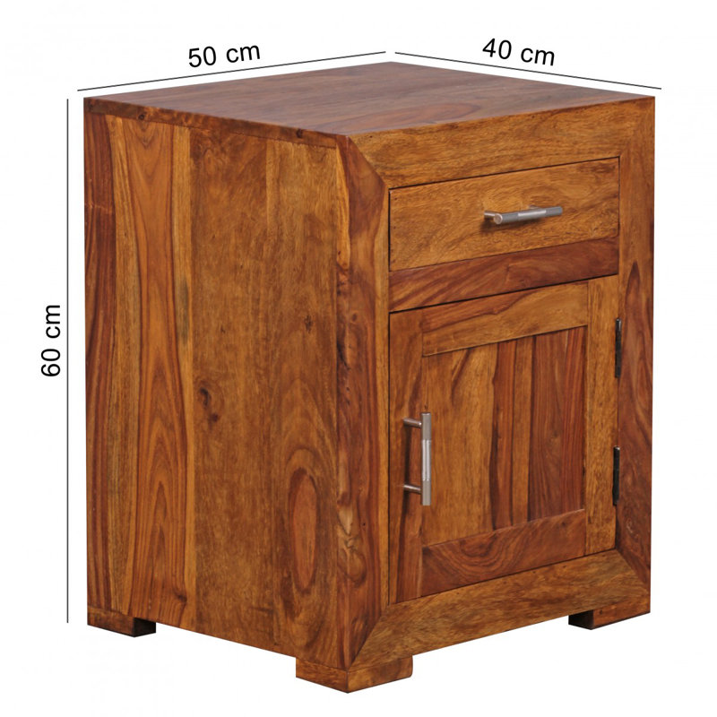 Medway 50cm W Solid Wood Bedside Table, Sheesham