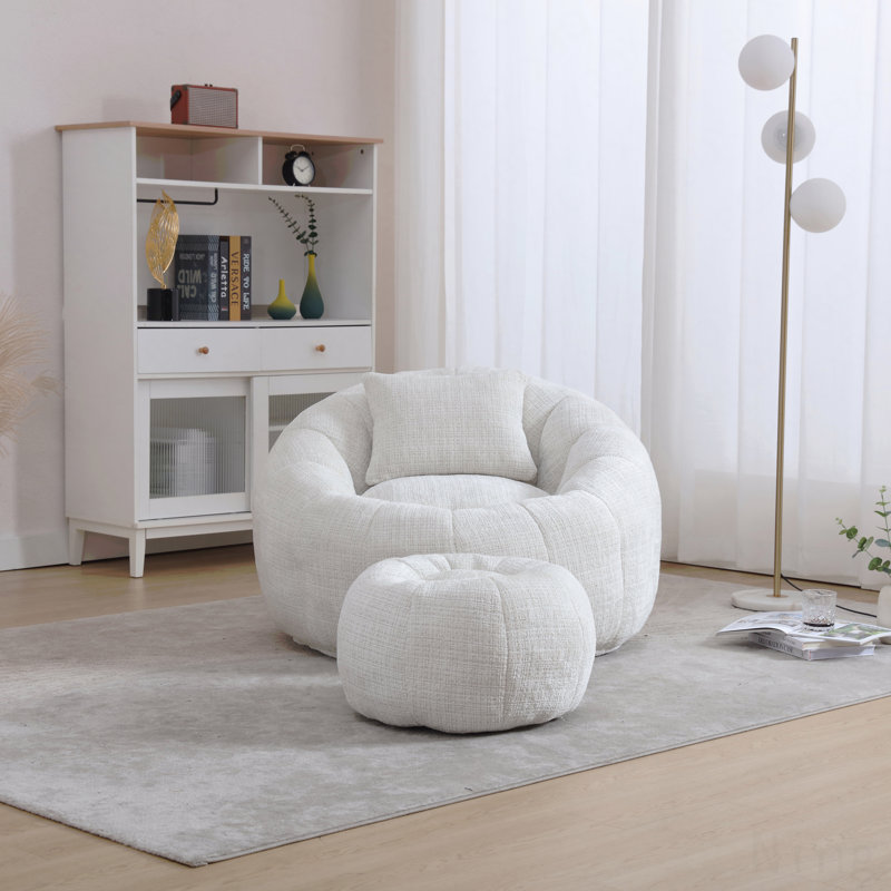 Fauteuils à billes modernes, fauteuil rond confortable pour adultes avec repose-pieds, fauteuil de lecture simple avec coussin pour salon, chambre à coucher, appartement