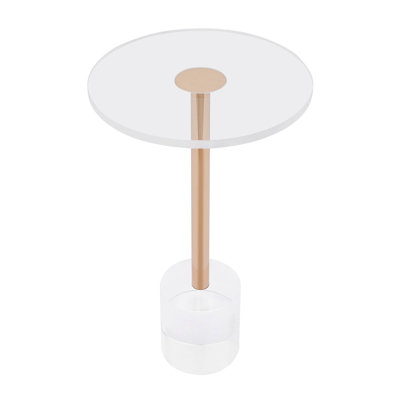 13.77Inx23in Clear Acrylic Side Table Modern Minimalist Design With Iron Base For Coffee, Magazines, Or Office Use