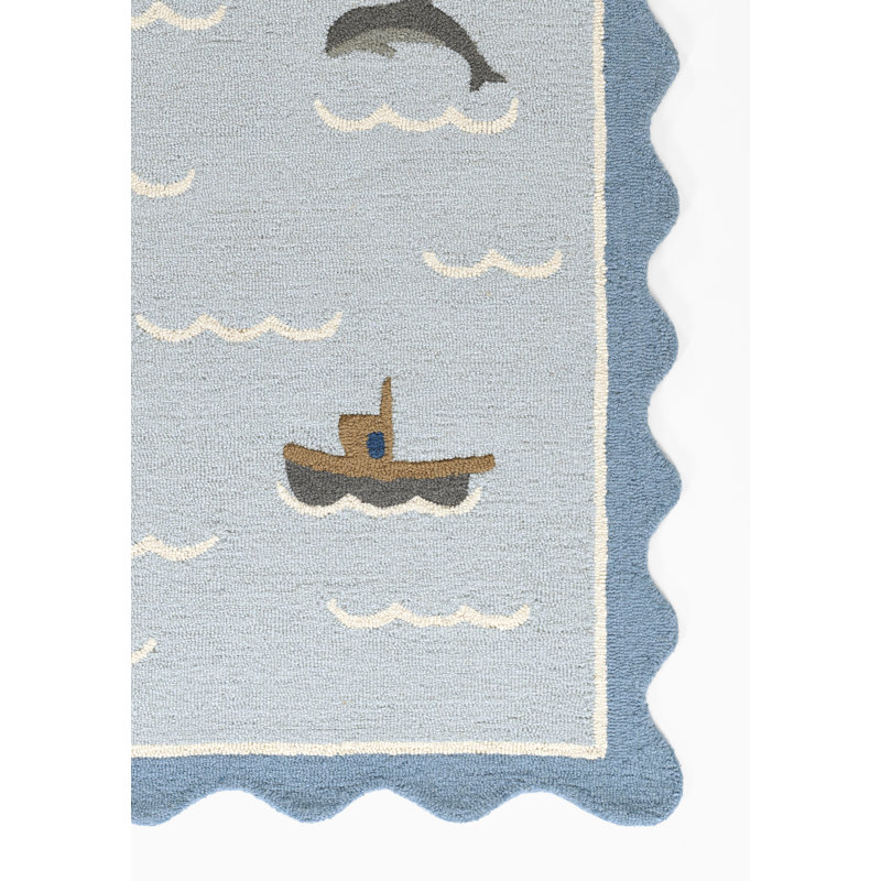 Momeni Lily Hand Tufted Wool Sea Blue Area Rug 7'10" X 9'10", Rectangle 7'10" x 9'10"