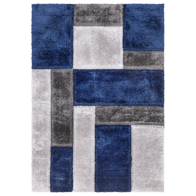Geometric Shaggy Area Rug, Rectangle 203 x 381 cm
