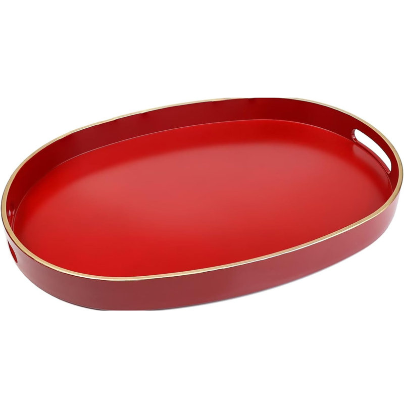 Red Oval Plastic Serving Tray