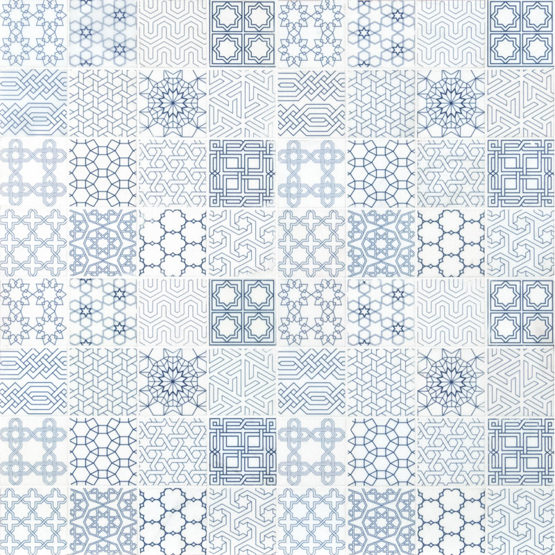 Ionian Zento Encaustic 12 in. x 12 in. Honed Marble Mosaic Floor and Wall Tile