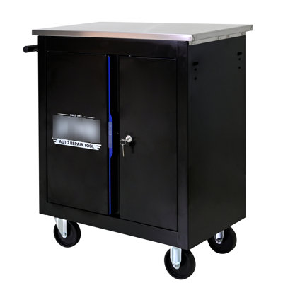 Black+Blue Tool Cabinet With Removable Clapboard And 28.94 Inch Package Height Extra Storage 4"