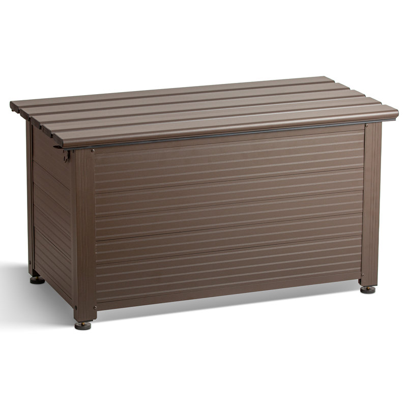 TECSPACE 35.4'' W 53 Gallons Water Resistant Metal Lockable Deck Box, Brown