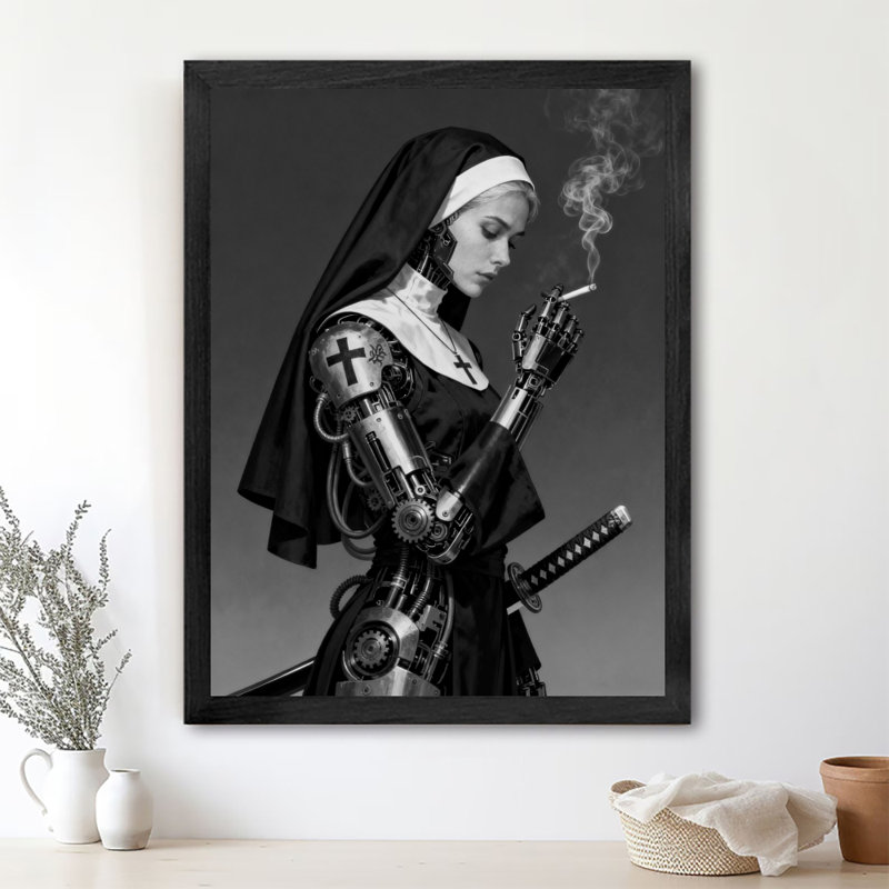 Reproduction d'art encadré noir rétro, H 11 po x l 9 po