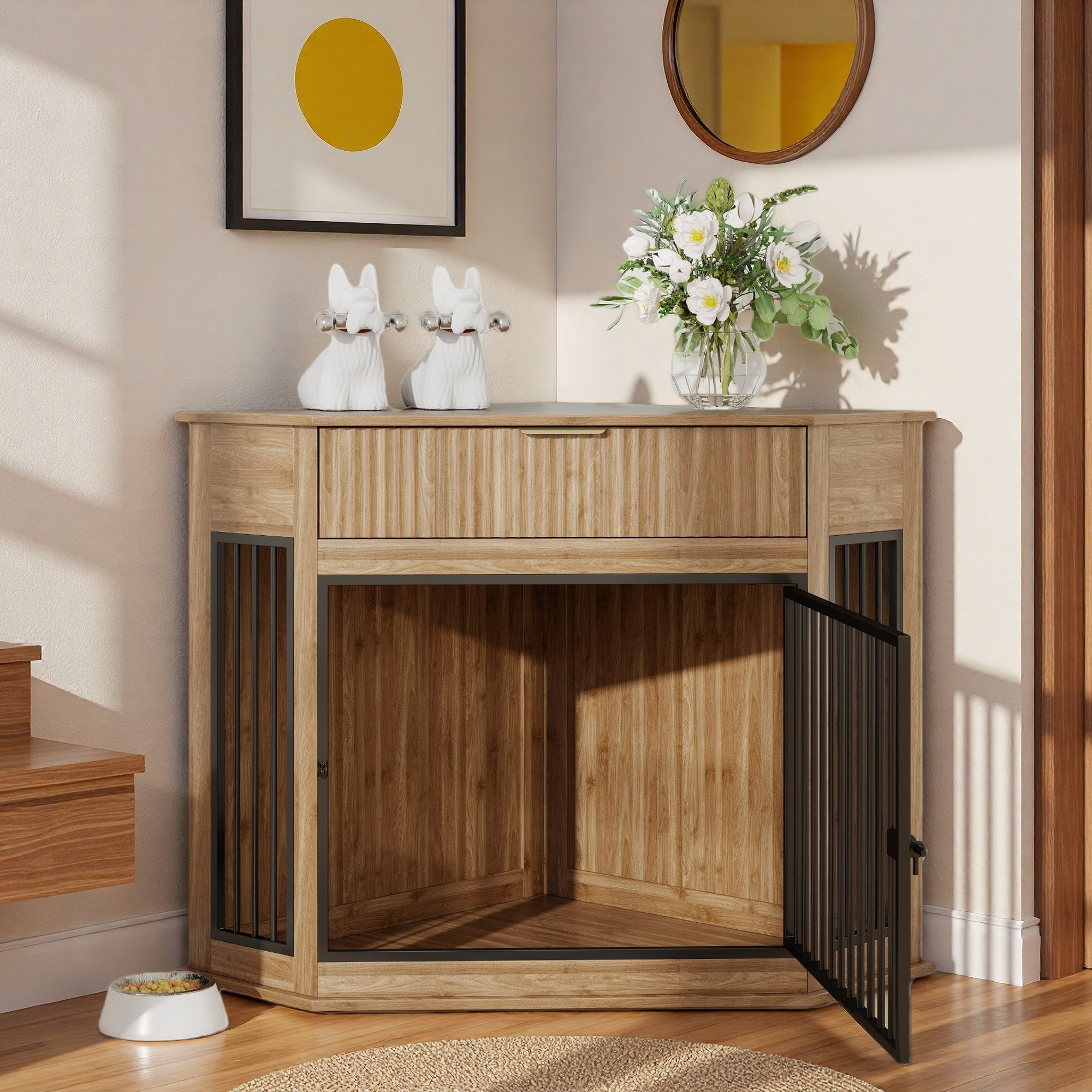 Curated visual reference: Visual Reference: Tucker Murphy Pet Corner Dog Crate With A Fluted Drawer