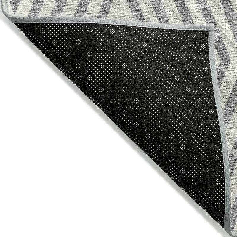 HomeRoots 8' Gray And Ivory Geometric Washable Indoor Outdoor Runner Rug