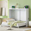 Grand lit escamotable mural, armoire-lit pliable peu encombrante avec lattes de bois, aucun sommier requis, blanc-129588643