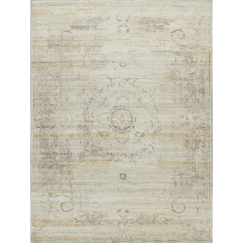 Tapis ivoire et beige noué à la main de haute qualité, Rectangle 10' x 14'